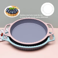 non stick silicone round cake baking pan with handle bread pan stainless steel inside the rim baking tools bakeware