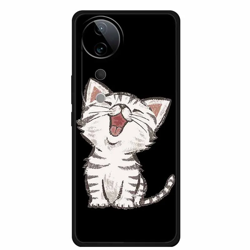 Чехол для Vivo T3 Ultra чехол милый мультяшный Черный силиконовый мягкий телефона