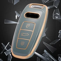fashion tpu car remote key case cover shell for audi a6 a7 a8 q5 q8 c8 d5 e tron gold edge design protector fob car accessories