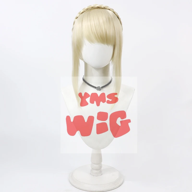 Game Elden Leida Cosplay Wig Light Yellow Split Hairband Hairstyled Heat Resistant Synthetic Hair FFXIV Wigs + Cap