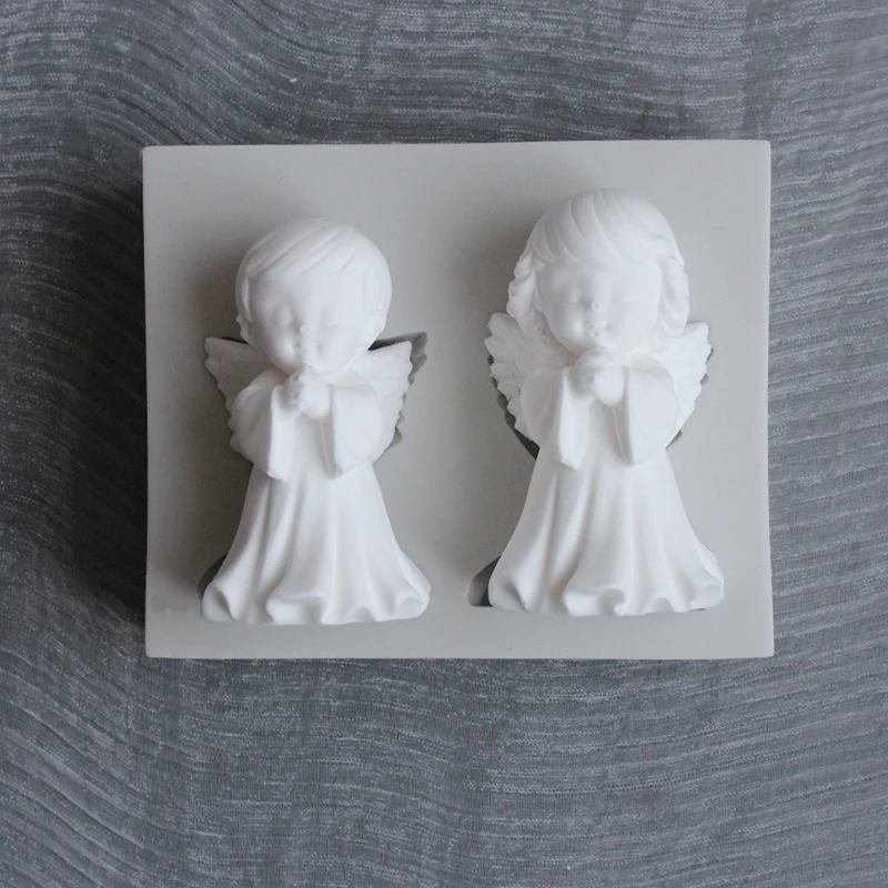 

3D Prayer Angel Boy Girl Silicone Cake Mold DIY Soft Pottery Clay Plaster Resin Mold Jelly Chocolate Cake Decoration Baking Tool