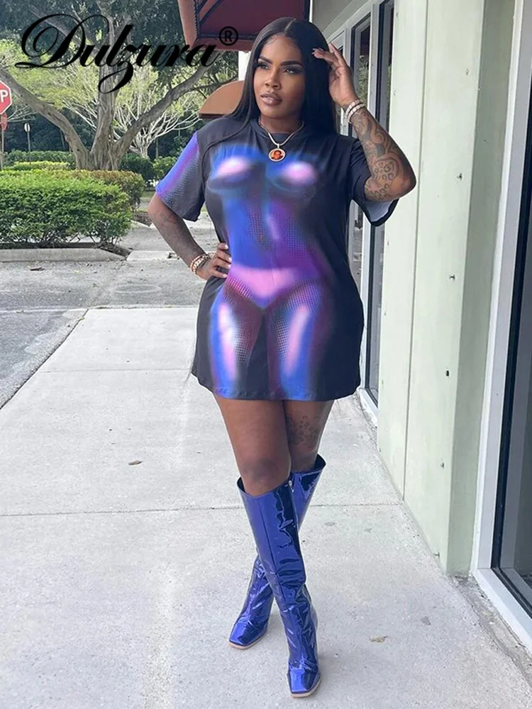 

Dulzura 2022 Summer Women Tie Dye Print Y2K Clothes Short Sleeve Fashion T Shirt Casual Graphic Aesthetic Top Drop Shipping