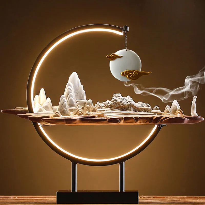 

Modern Backflow Incense Burner Smoke Lamp Ceramic Smoke Waterfall Incensory Buddha Figure Porta Incienso Home Fragrance Product