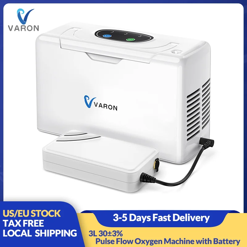 

Varon Portable 3L Pulse Flow Oxygen Making Machine Rechargeable Oxygen Concertrator Lightweight AC/DC For In Car/Outdoor Use