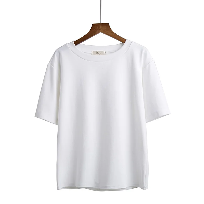Women Oversize T Shirt High Quality T Shirt Summer Pure Solid Color Short Sleeve Shirt Basic Women Casual Top Femme Harajuku Tee images - 6