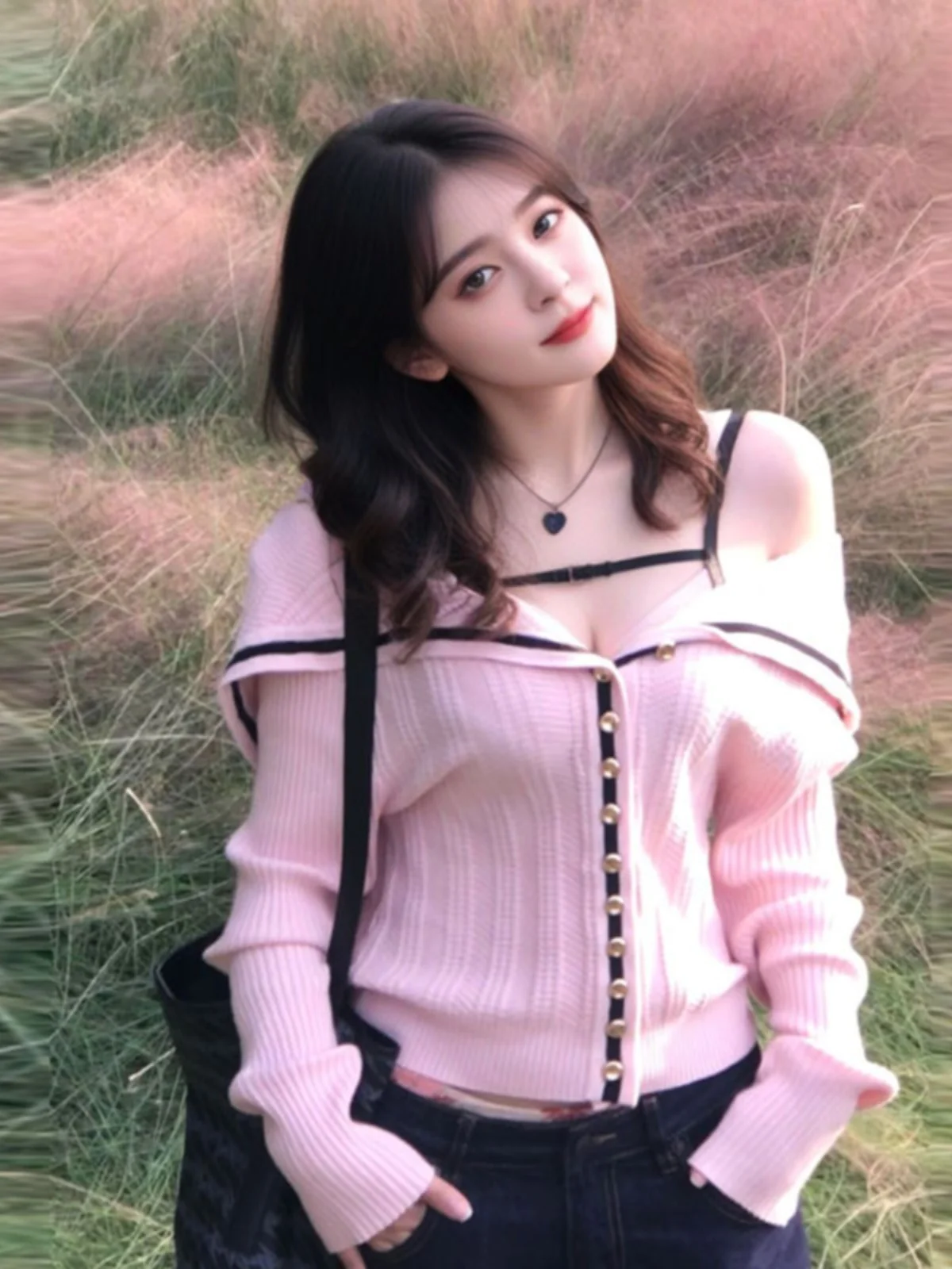 Корейская серия ранняя зимняя одежда свитер в стиле ретро джинсы костюм из двух