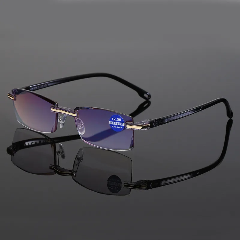 

2022 Reading Glasses Men Anti Blue Rays Presbyopia Goggles Women Vintage Rimless Eyewear Diopter +1.0 1.5 2.0 2.5 3.0 3.5 4.0