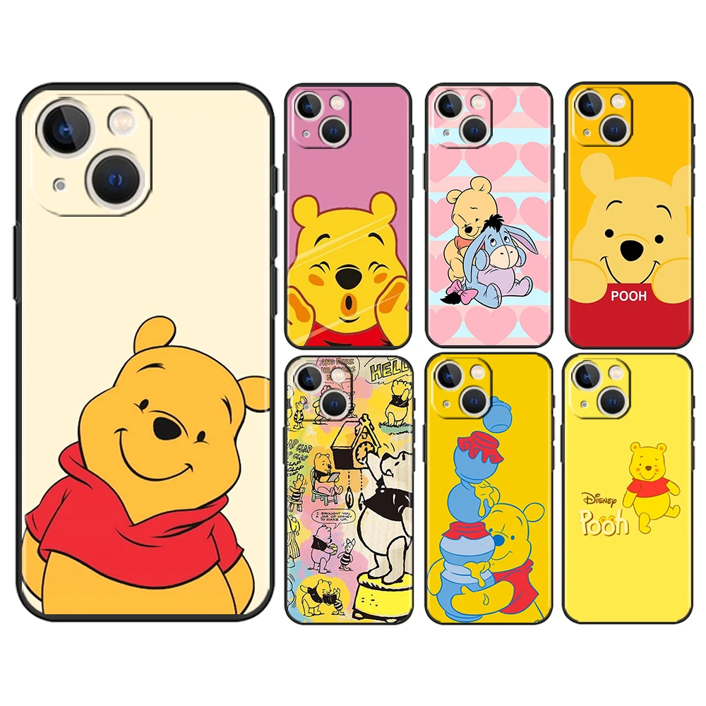 

Disney Winnie The Pooh For Apple iPhone 14 13 12 11 Pro Max Mini XS Max X XR 6S 6 7 8 Plus 5S SE2020 Soft Black Phone Case