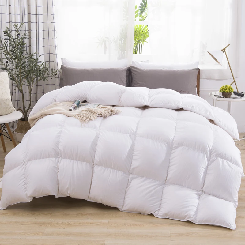

95% Goose Down Comforter Warm Thicken Duvet 100% Cotton Face Filling Fiber Down Quilts 240*220cm Home Sleeping White Duvet 1pc