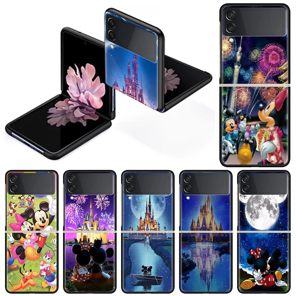 

Fold Hard Case For Samsung Galaxy Z Flip 3 Black PC Fall Prevention ZFlip3 5G Luxury Bumper Phone Cover Disney Mickey Mouse Cas