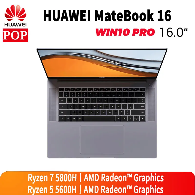 

HUAWEI MateBook 16 Ultra slim 2.5K AMD Ryzen R5-5600H/R7-5800H 16GB DDR4 3200MHz 512GB PCIe Windows 10 Pro English