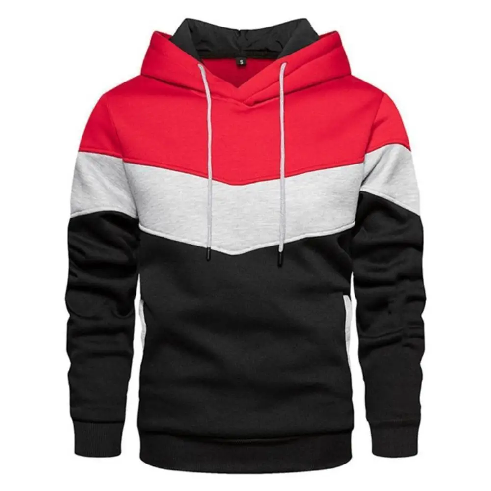 

Men's Patchwork Hooded Sweatshirt Hoodies Clothing Casual Loose Fleece Warm Streetwear Male Fashion Autumn Winter Sports Outwear