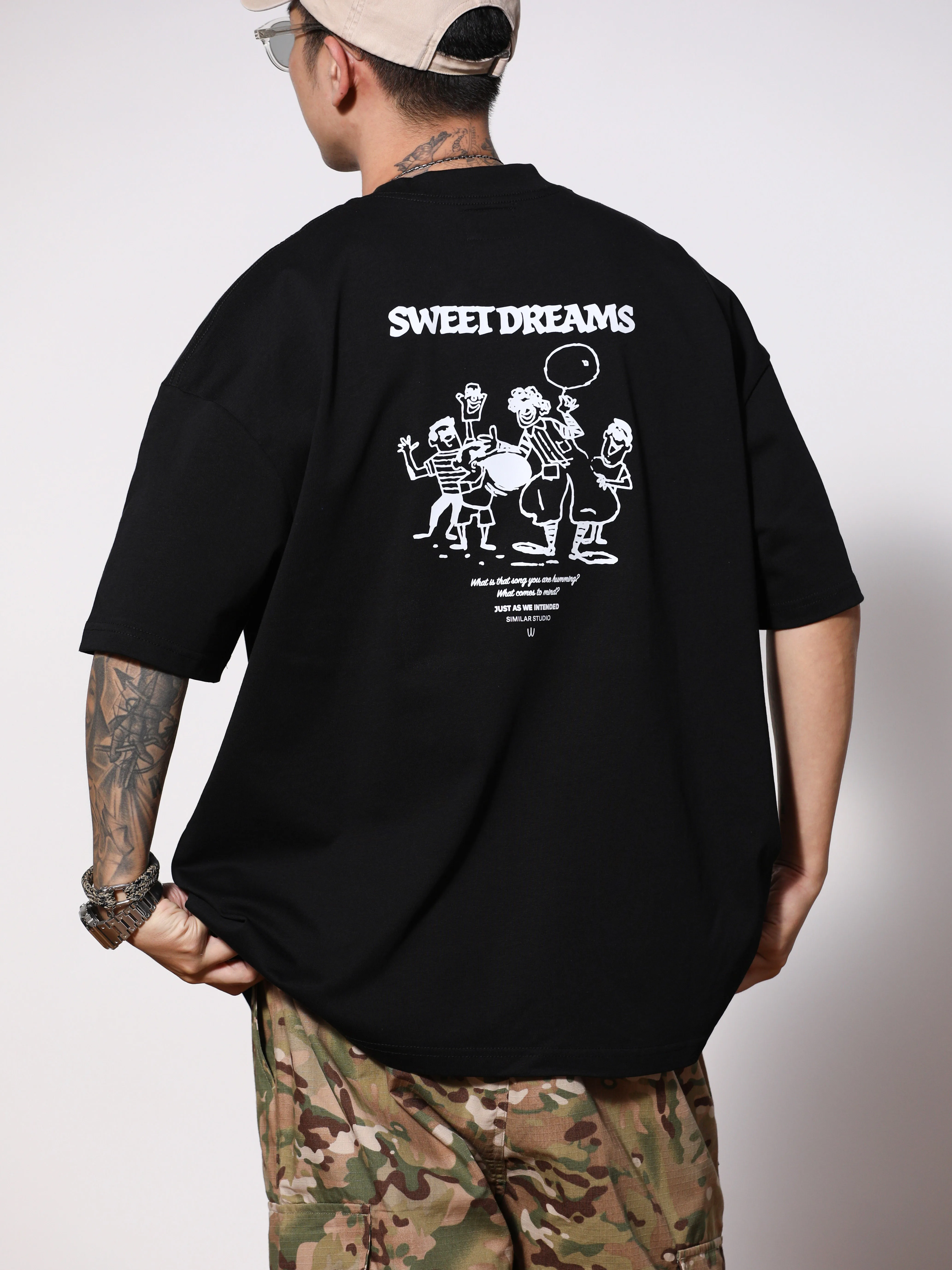 Summer Clothing Heavy Japan fashion Casual Retro Letters Print Short sleeve T-shirt Couple Loose Small Neckline Half Sleeve T...