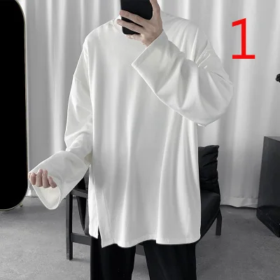 

Sleeve T-shirt men 2022 autumn new middle-aged men's silk crew neck T-shirt