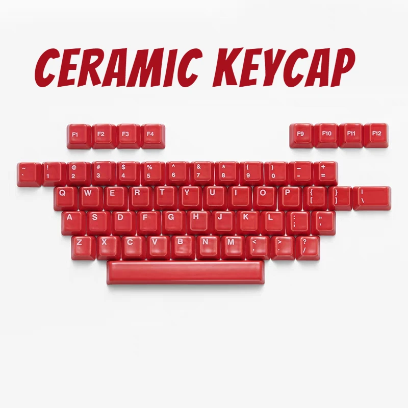 

ECHOME Red Ceramic Keycap Set Smooth Glaze Evenly Translucent Original Cherry Profile Key Cap for Mechanical Keyboard Set Gift