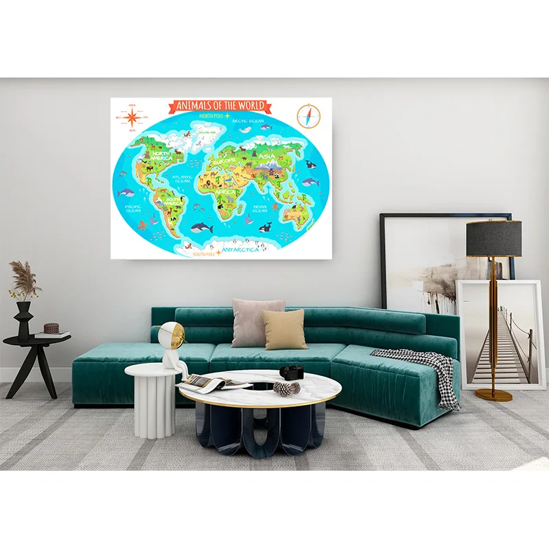 

Vinyl Photography Backdrops Props Physical Map of The World Vintage Wall Poster Home School Decoration Baby Background DT-10