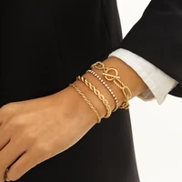 purui punk hip hop twist rope link chains bracelet set for women classic gold color tennis bracelets fashion wrist jewelry gift