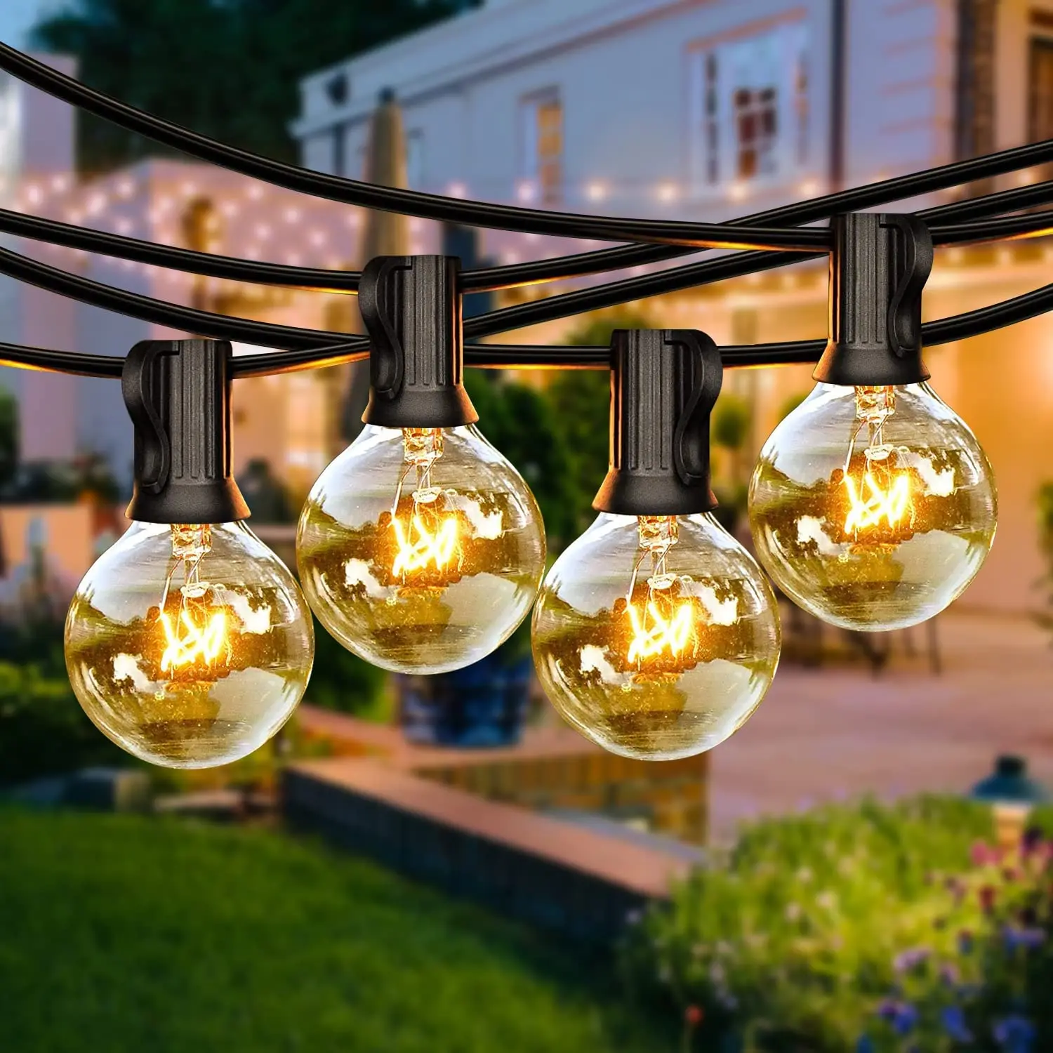 

25Ft Patio String Light Outdoor Garland Lights G40 Christmas Lamps Festoon Fairy for Wedding Holiday Garden Backyard Decorations