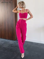 fsda 2022 summer knitted tracksuit y2k sleeveless crop top and pants brown women two piece set casual sexy outfits club party