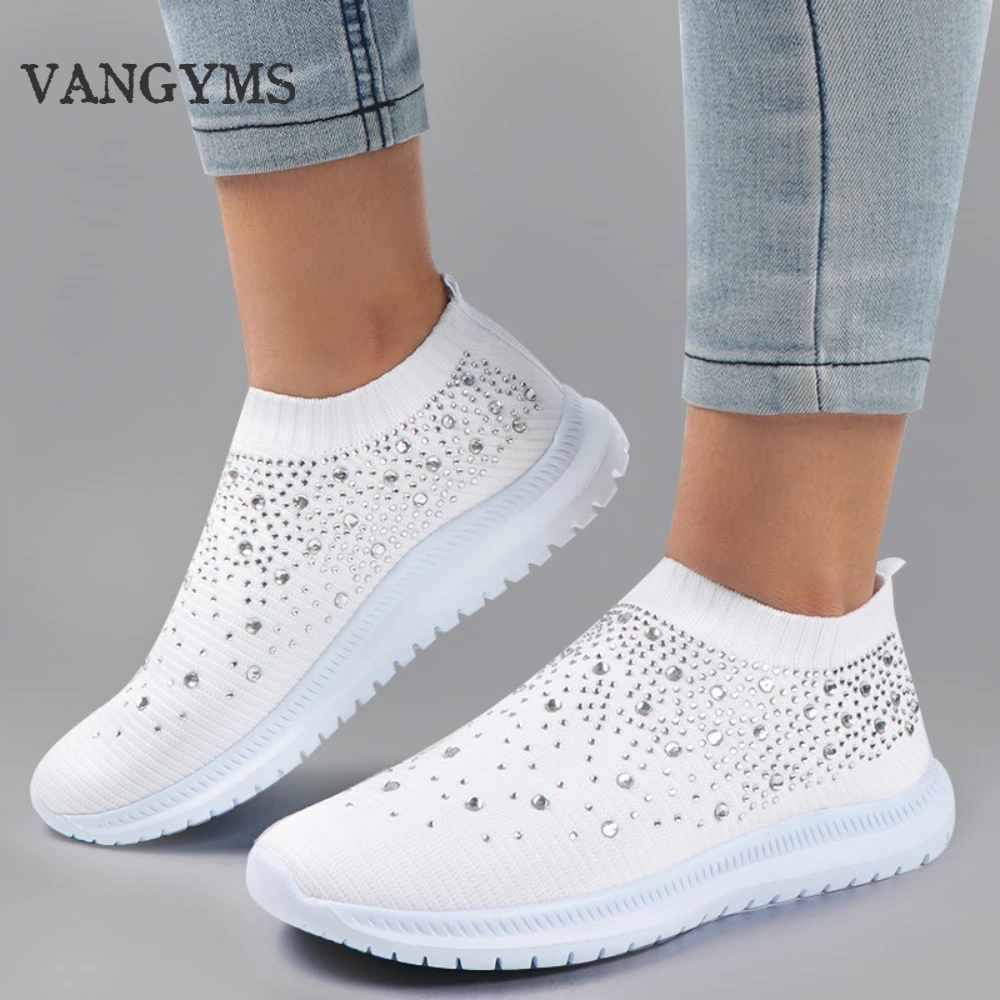 

Lady Sports Shoes Rhinestone Elastic Lightweight Non-slip Outdoor Running Soft Breathable Casual Shoes Zapatillas Mujer Zapat