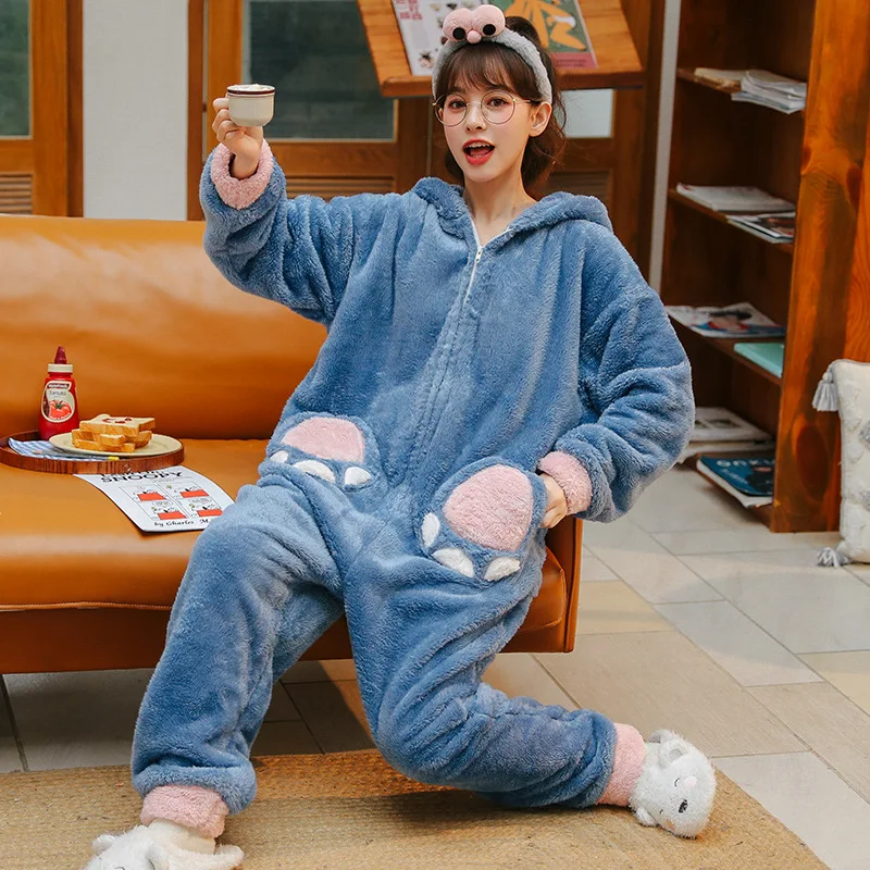 Elephant Women Onesies Animal Pajamas Kigurumi Thick Coral Velvet Loungewear Anime Cartoon Costume Halloween One-piece Jumpsuits