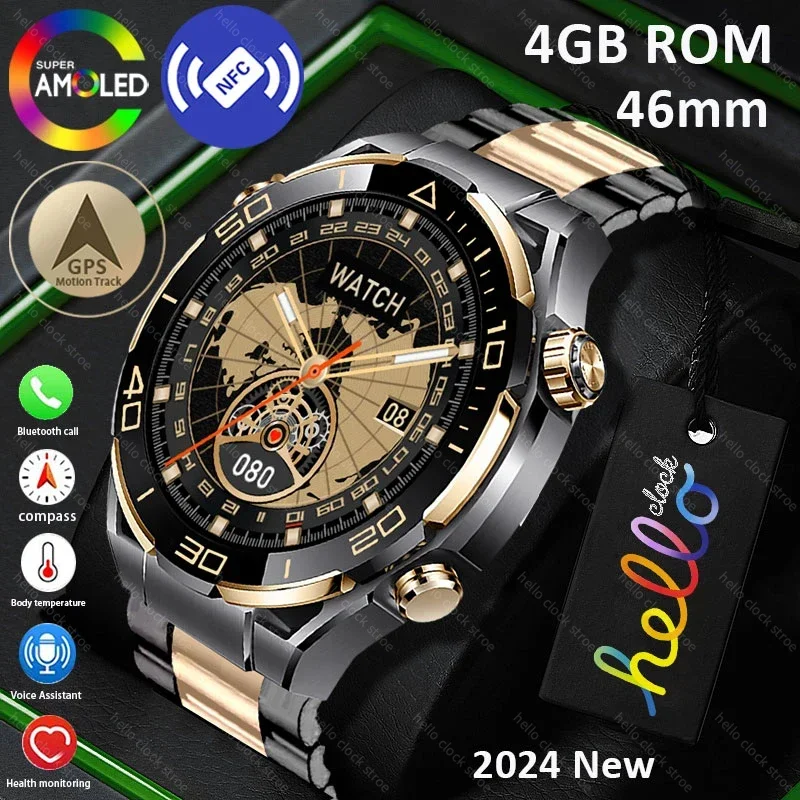 Для Huawei Smartwatch 2024 4G ROM GPS Track Hello Clock NFC PPG Компас Bluetooth Вызов Музыка Смарт-часы Мужчины