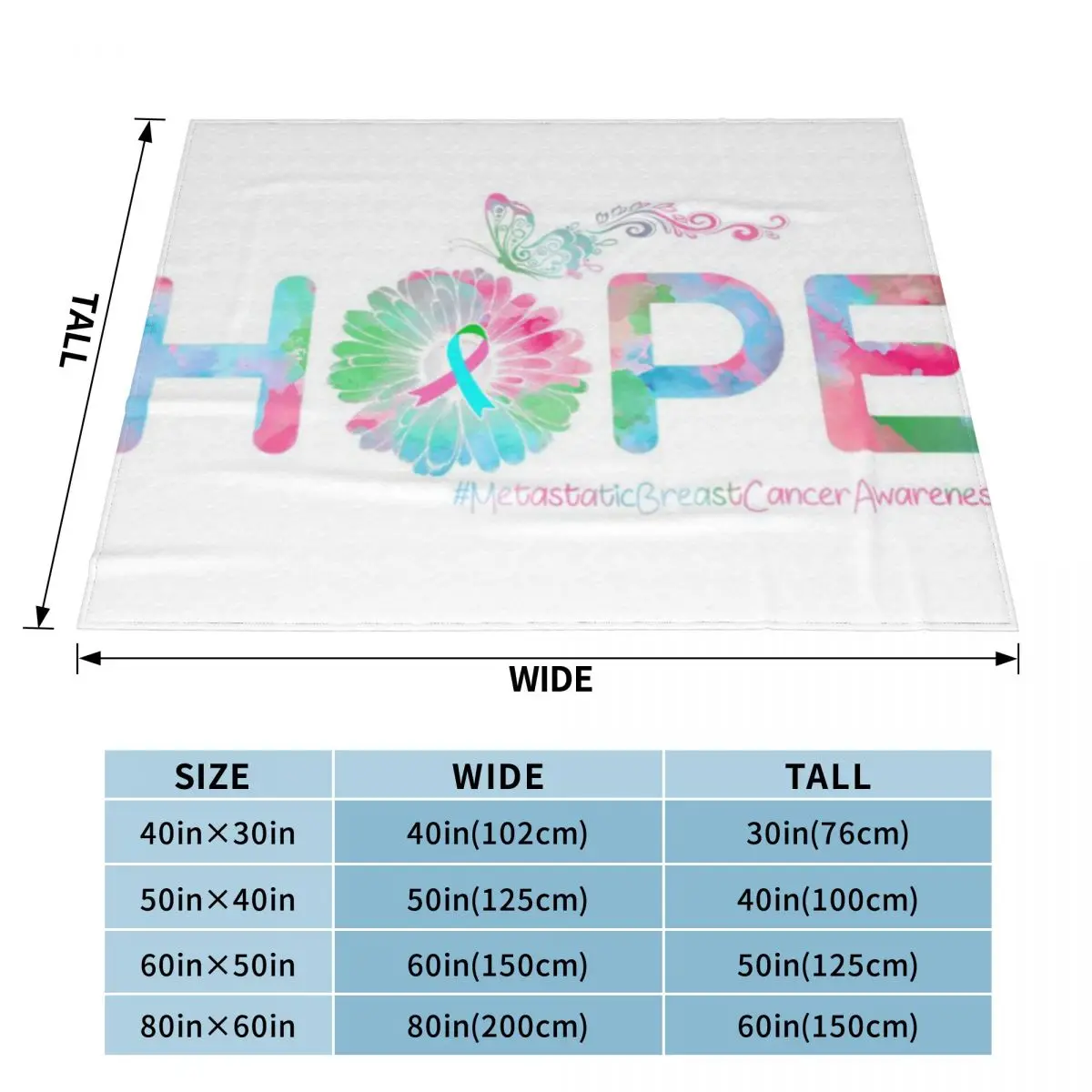 Ультрамягкое одеяло из микрофлиса HOPE Butterfly Metastatic с информацией о раке молочной