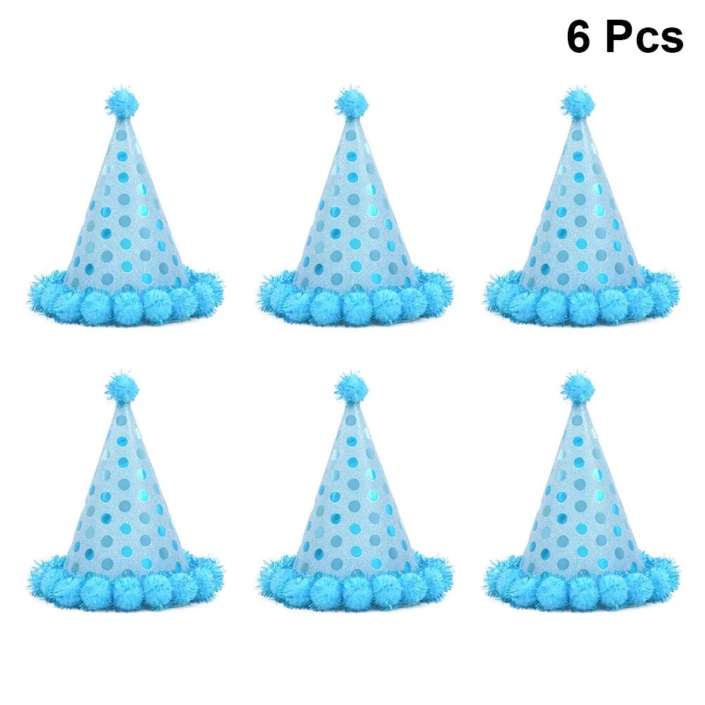 

6 Pcs Hats Babies Kids Birthday Party Supplies Kids Party Hats Toddler Birthday Hat Cappy Hat Birthday Cone Hat Flash