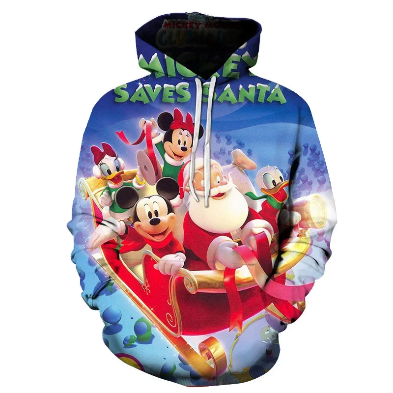 Disney Minnie Mickey Mouse Christmas Men Women 3D Hoodies Casual Streetwear Sweatshirts Boys Autumn Tops Coats