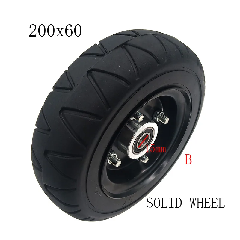 

8 Inch 200x60 Solid Tire, including Bearings hub Wheel,for Older Age Scooter Electric Quad Bike Tire Replacement Parts