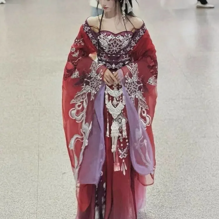 Косплей Hanfu Dress Set [Lover Gu] Новый стиль Hanfu Red Dress Suit Этнический костюм Han Set День святого Валентина Красный вышитый Hanfu (art.: 3920cfee55541) - 3920cfee55541