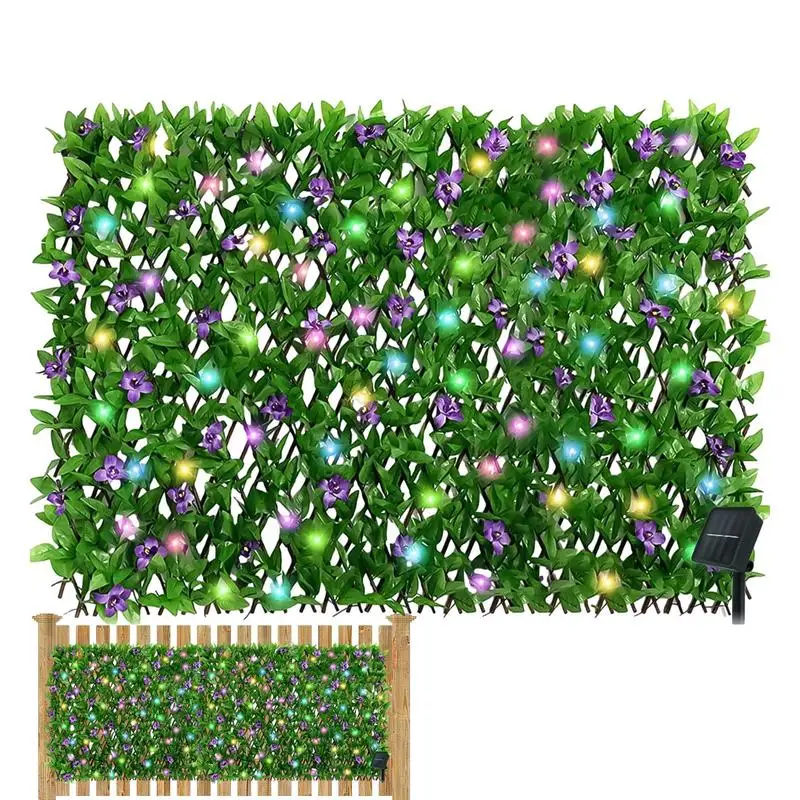 Faux Ivy Fence Artificial Privacy Screen Leaf Expandable Fencing Panel With LED Lights Realistic Decorative Hedge Ivy Fence