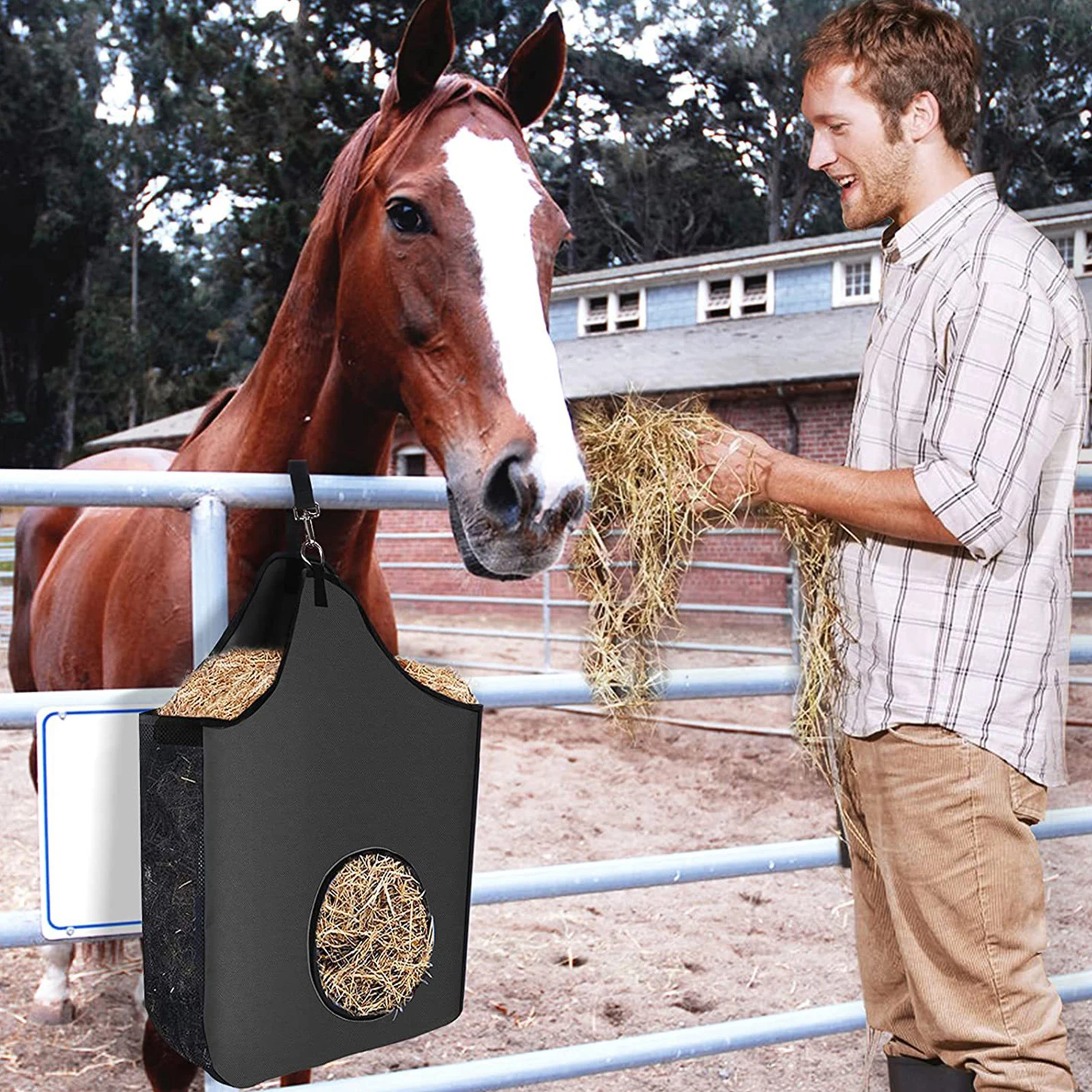 Мешок для Кормления лошадей сена портативный мешок на плечо вместительный Сено