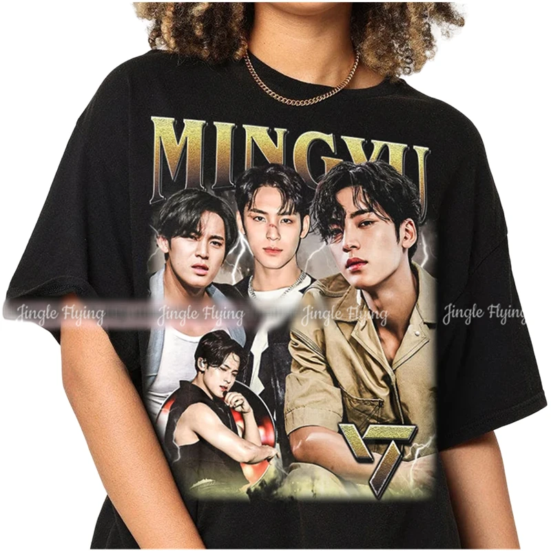 Футболка из чистого хлопка Mingyu Корейская поп-футболка винтажная РУБАШКА УНИСЕКС