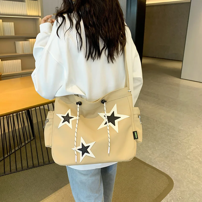 Большая вместительная новая женская нейлоновая тканевая сумка на одно плечо с