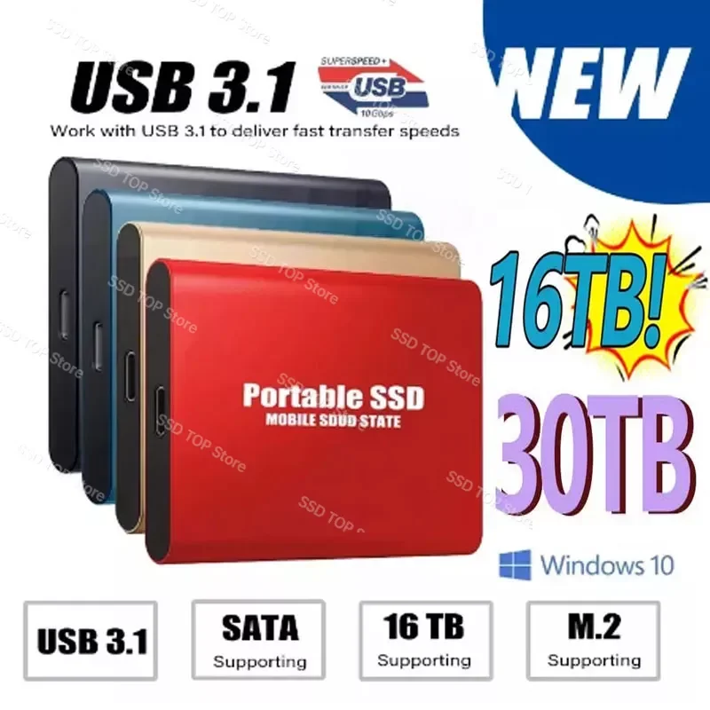 

2024 New High-speed External Hard Drive 500GB 1TB 2TB 4TB 8TB USB3.1 SSD 2.5 Inch Portable SSD 16TB Hard Disk for Samsung Laptop