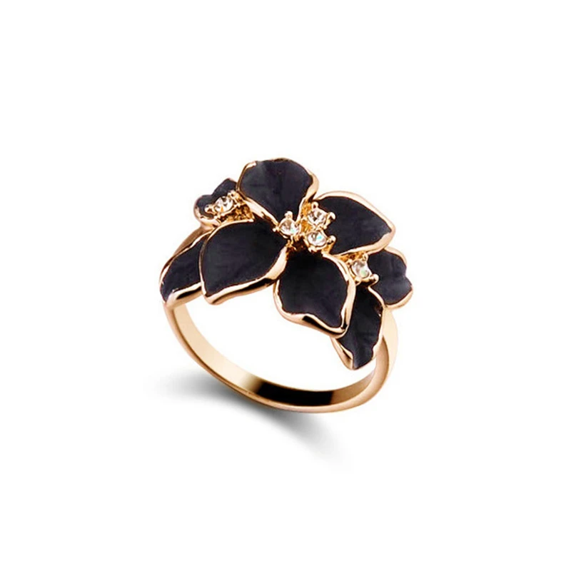 

2022 New Arrival Fashion Rose Butterfly With Elegant Crystal Rings For Women Adjustable Engagement Party Ring Jewelry Gift