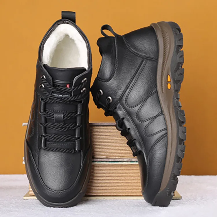 

2021 New Men Waterproof Ankle Boots Winter Warm Plush Snow Outdoor Sneaker Work Male Rubber 's44