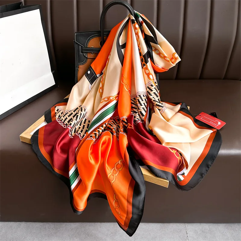 Элегантный Женский Мягкий Шарф Большого Размера 180*90 См BANDANA Шелковая Шаль С
