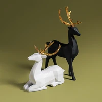 nordic geometric elk resin sculpture home decoration desktop ornaments simulation animal origami deer living room tv cabinet