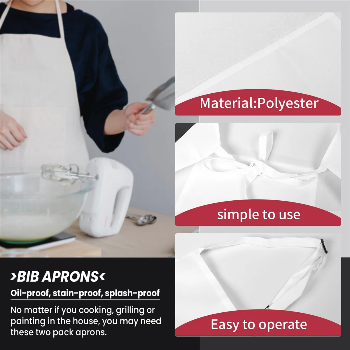 Комплект из 4 нагрудников с 2 карманами регулируемый кухонный фартук шеф-повара