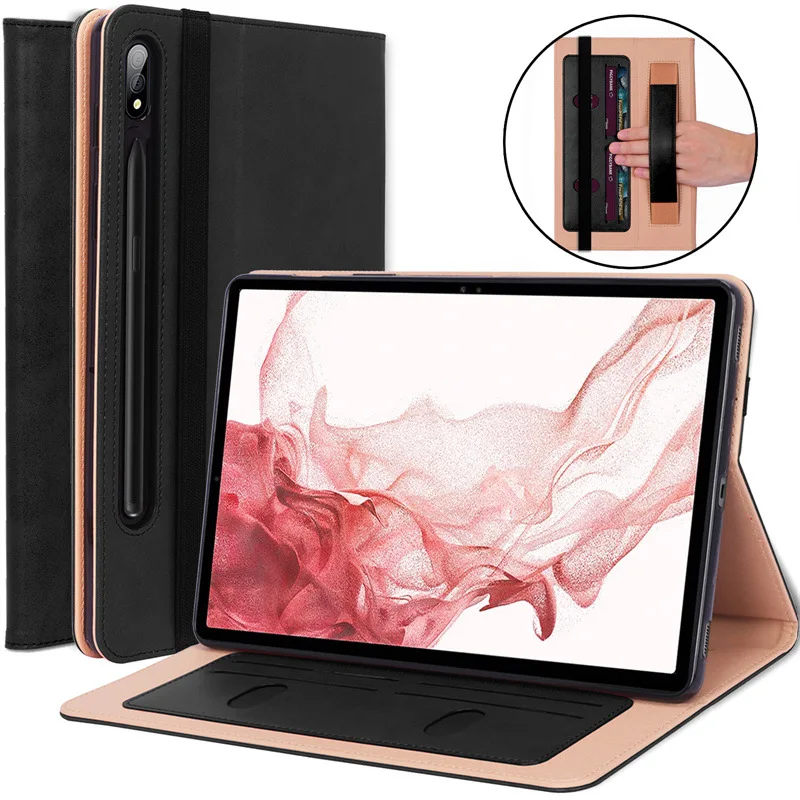 

2022.5 New TECH. For Samsung Galaxy Tab S8 Ultra 14.6 Case SM-X900 X906 Tri-Folding Cover for Coque Galaxy Tab S8 Ultra