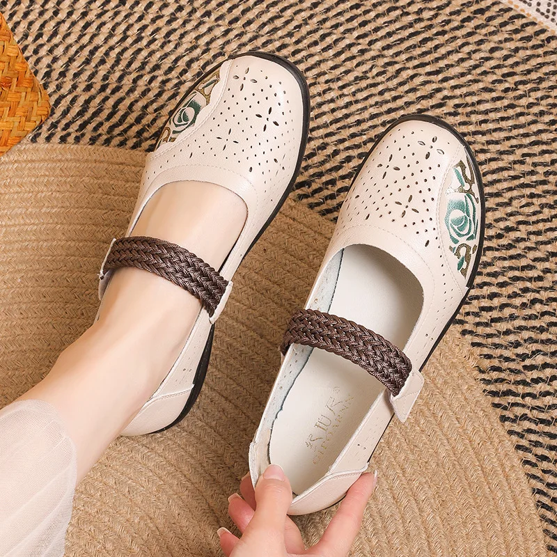 Туфли женские из натуральной кожи дышащие лоферы плоская подошва Повседневная