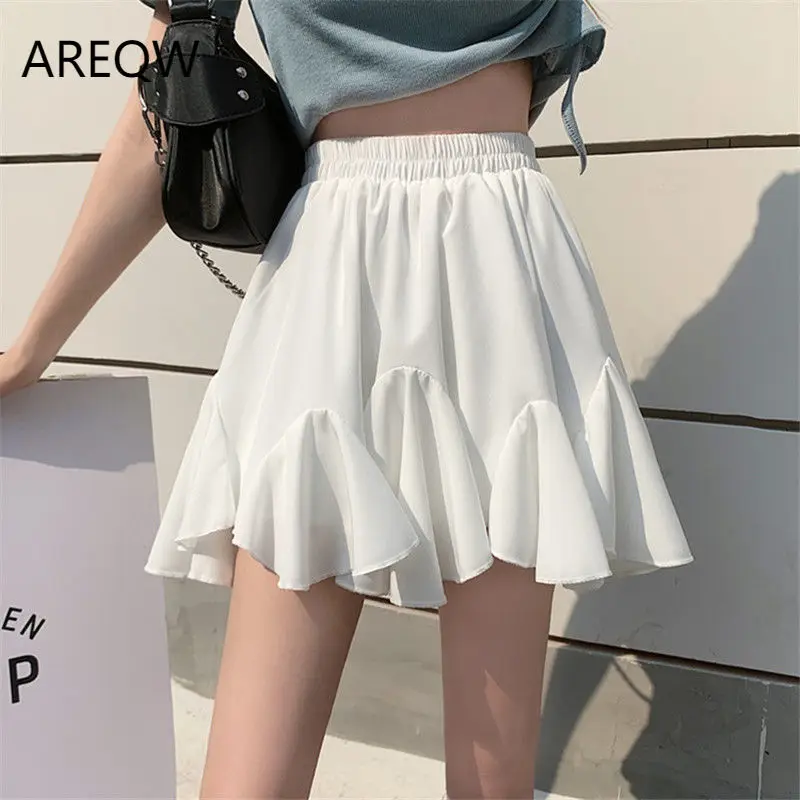 

Summer Korean Version 2022 New High-waisted Thin Chic Irregular Ruffled All-match Skirt Short Skirt Women's Skirt