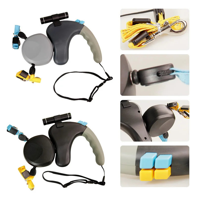 

Pet Double Head Traction Device One Drag Two Open Handle Dog Walking Outdoor Training Dog Portable Traction Rope