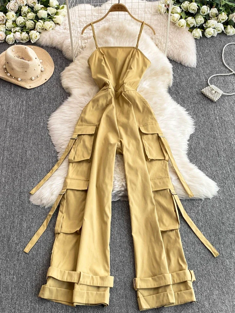 KUSAHIKI 2023 весна-лето новые женские комбинезоны без бретелек с несколькими