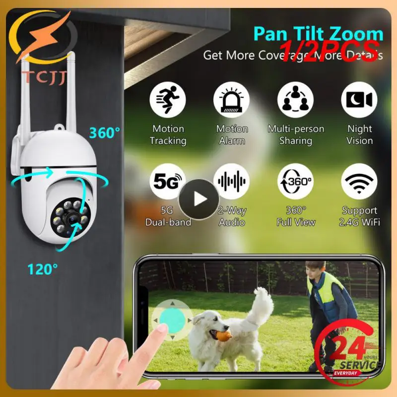 

1/2PCS Security Camera 2.4G WIFI Camera Outdoor PTZ Speed Wireless IP Camera CCTV 4X Digital Zoom Audio Network Surveillance CAM
