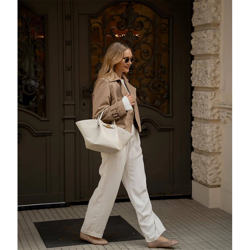 Новый женский короткий плащ с длинным рукавом и двубортным осенним пальто