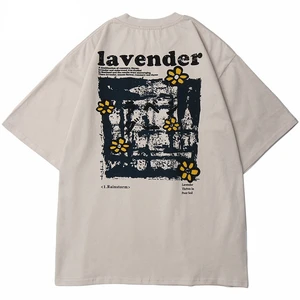 2022 Men Hip Hop T Shirt Streetwear Harajuku Floral T-Shirt Oversize Summer Short Sleeve Tshirt Loose Cotton Tops Tees HipHop