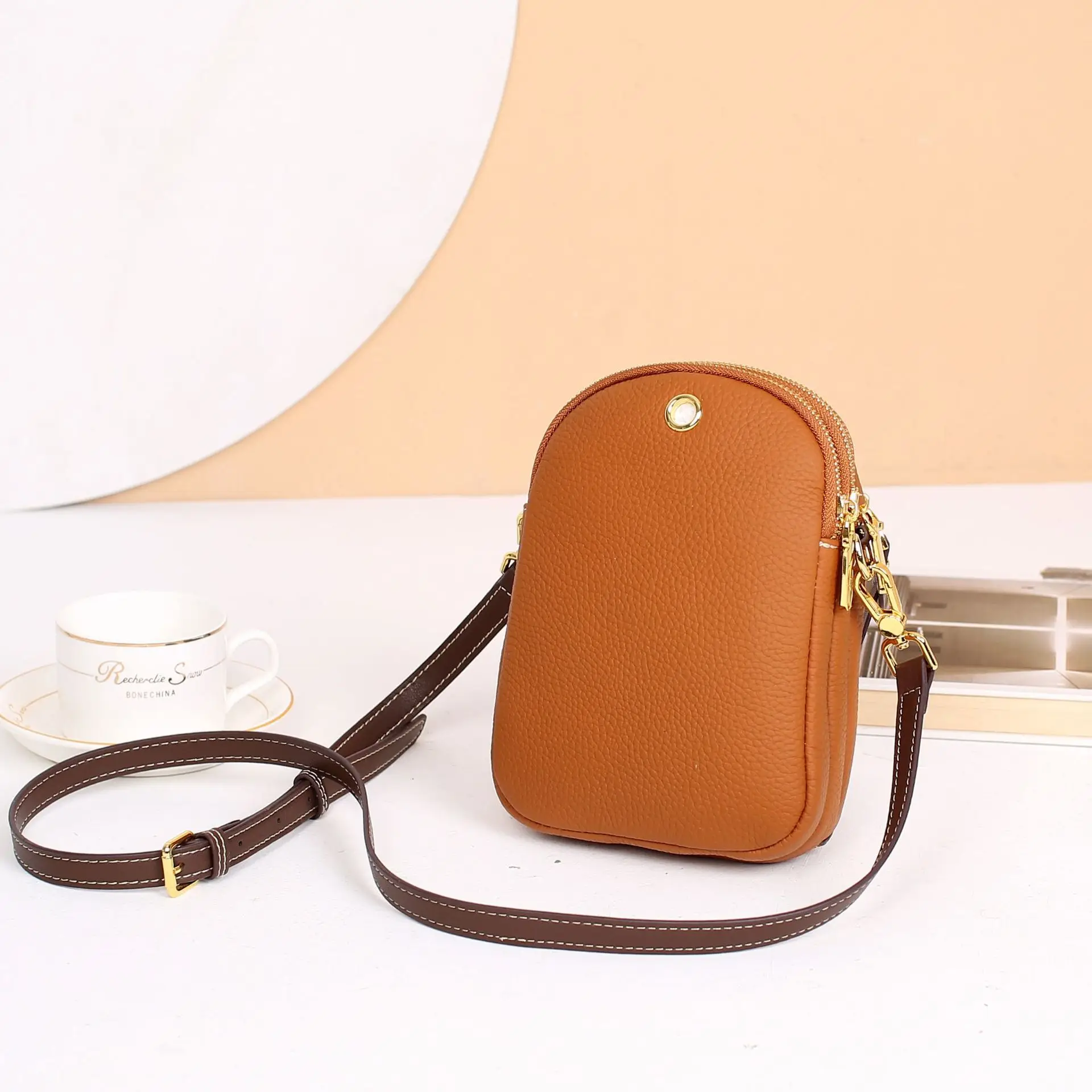 Genuine Leather Women's Crossbody Shoulder Bag Women Cross Body Messenger Satchel Small Cute Kawaii Bags for Ladies Cell Phone